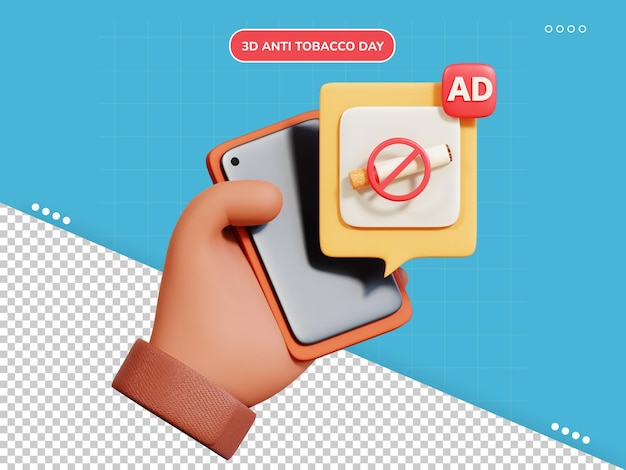 PSD smartphone anti tabacco icona 3d