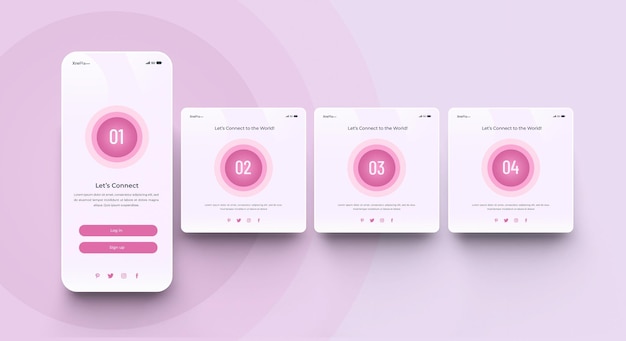Изолированный интерфейс приложения для смартфона и макет презентации в социальных сетях