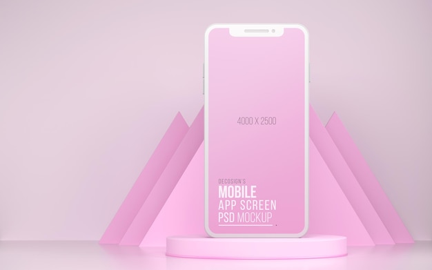 Mockup 3d dello schermo dell'app per smartphone