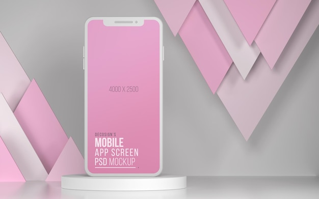 Mockup 3d dello schermo dell'app per smartphone