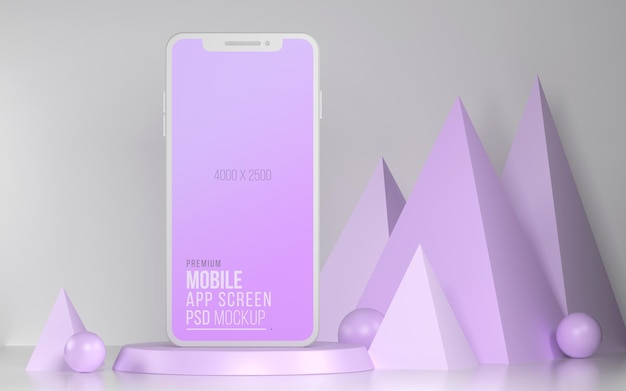 Mockup 3d dello schermo dell'app per smartphone