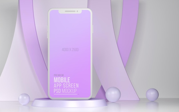 PSD smartphone app screen 3d mockup