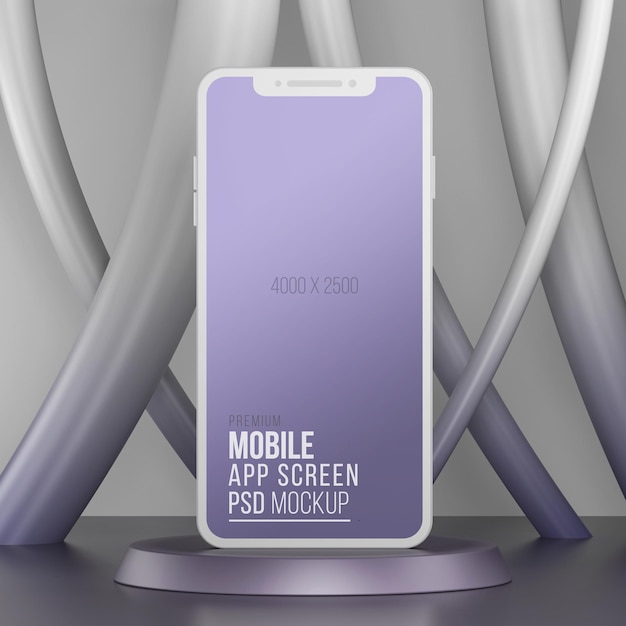 PSD smartphone app screen 3d mockup