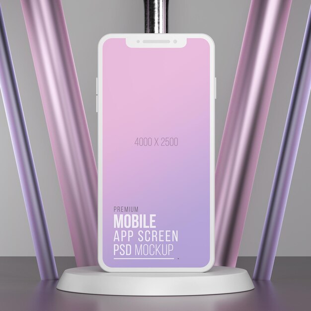 Mockup 3d dello schermo dell'app per smartphone