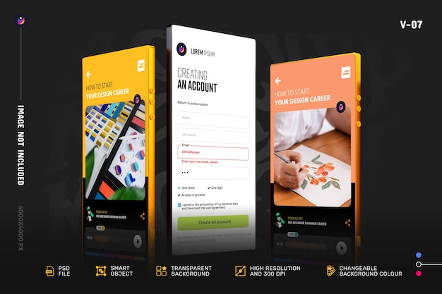 Mockup di promozione dello schermo dell'app per smartphone