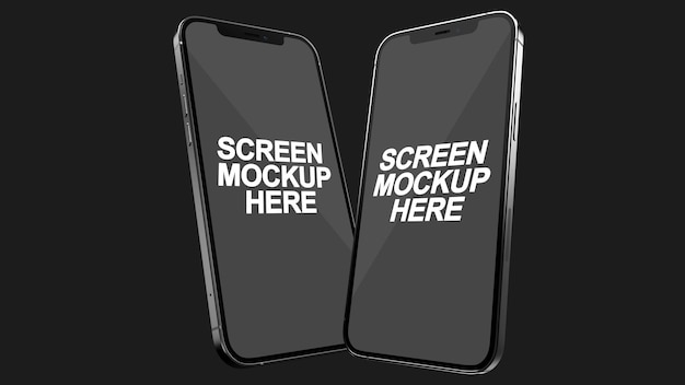 스마트 폰 12 Pro Max Black Mockup Psd