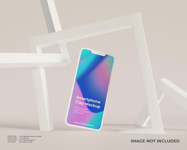 PSD uiウェブとアプリのデザインのためのスマートフォンの粘土のモックアップ