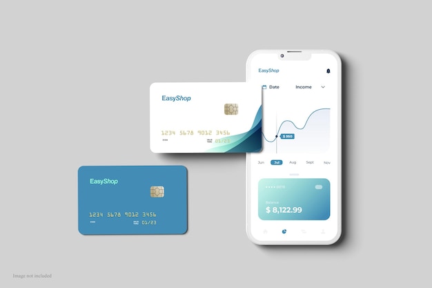 Smartphone and credit card mockup