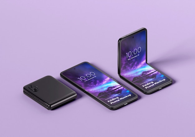 PSD mock-up di design per smartphone con funzione flip