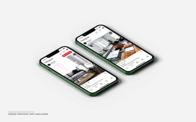 Display per smartphone instagram post mockup set