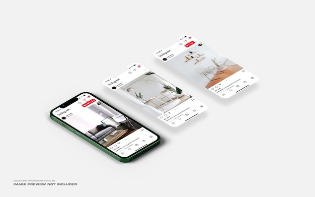 Дисплей смартфона instagram post mockup set