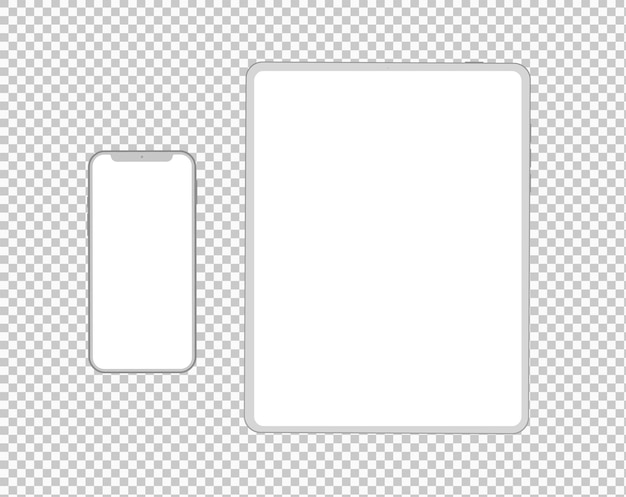 Smartphone- en tabletmockup met lege schermen