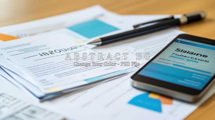 PSD smartphone on financial documents