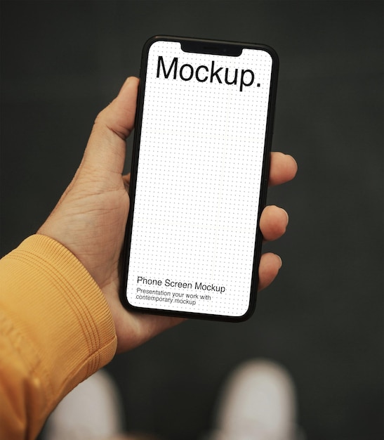 PSD smartphone on hand mockup