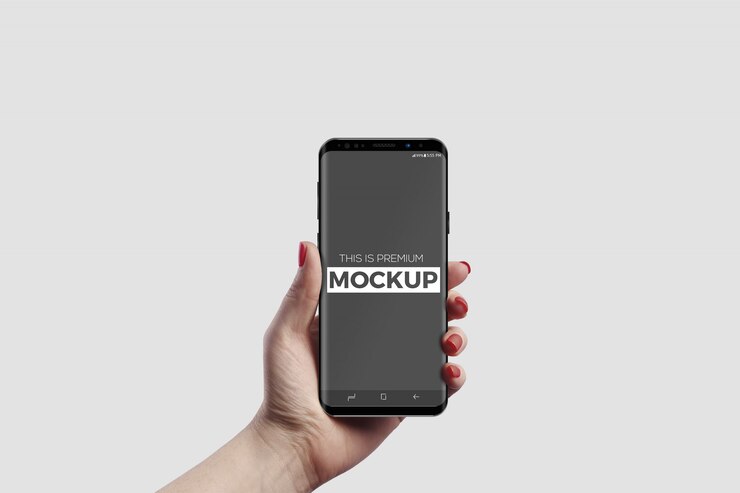 ハンドモックアップのスマートフォン
