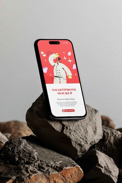 PSD smartphone in de natuur mockup