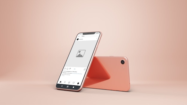 Smartphone Instagram makieta na białym tle