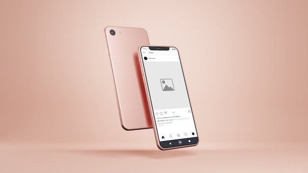 分離されたスマートフォンInstagramモックアップ