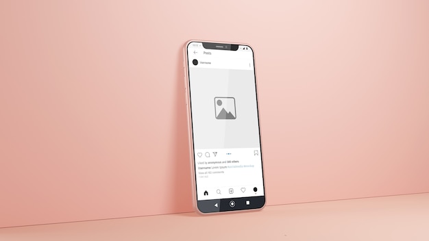 PSD smartphone instagram mockup isolated