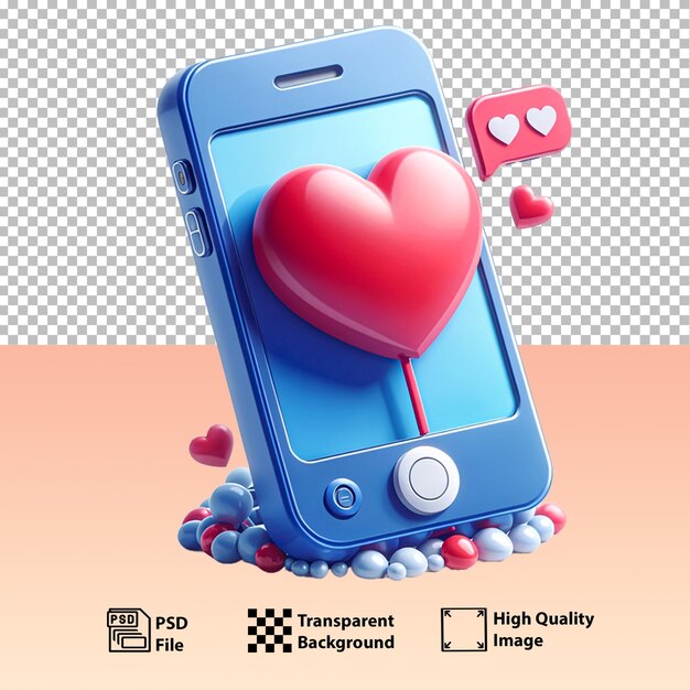 Smartphone and love message for valentines day cartoon style on white background Generative AI