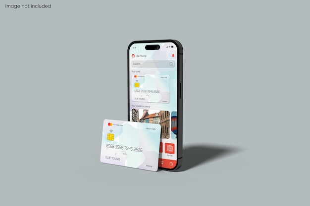 PSD smartphone met creditcard mockup