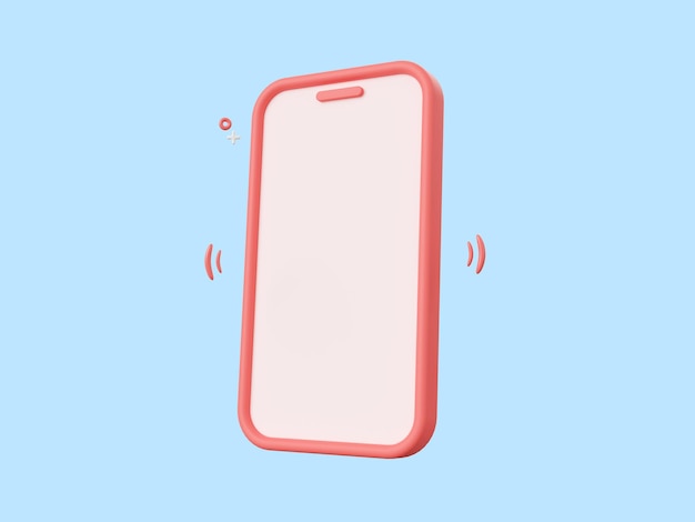 PSD smartphone mockup 3d cartoon icon isolated on blue background 3d illustration