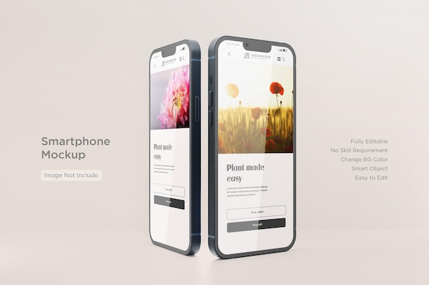 Smartphone mockup aanpasbare achtergrondkleur