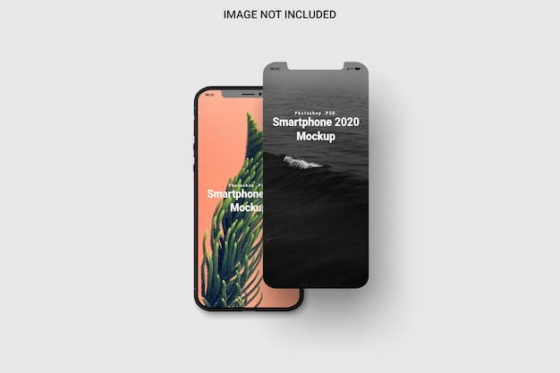 Smartphone mockup bovenaanzicht geïsoleerd