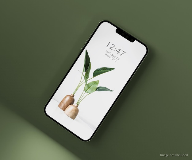 Макет смартфона для устойчивого брендинга в зеленом цвете
