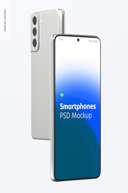 PSD スマートフォンのモックアップ、正面図と背面図02
