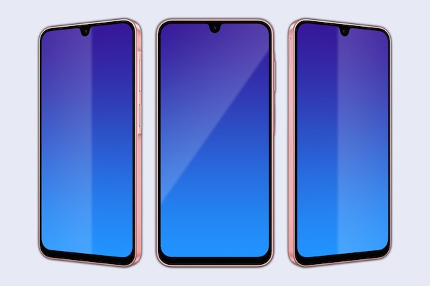 スマートフォンのモックアップ フロントとサイドビュー プレゼンテーション