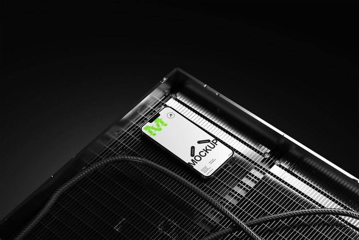 PSD smartphone mockup on a grid