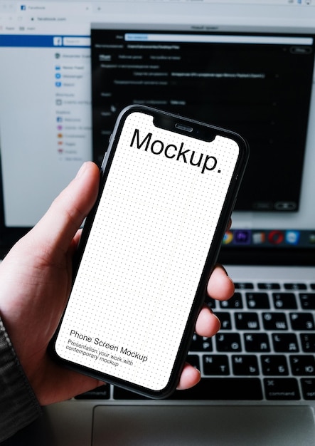 PSD smartphone mockup on hand