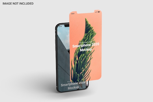 Smartphone mockup left view isolated