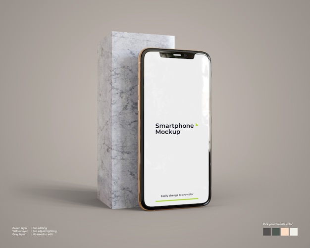 Smartphone-mockup met marmeren blok