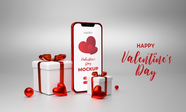 Smartphone-mockup met valentijnsconcept