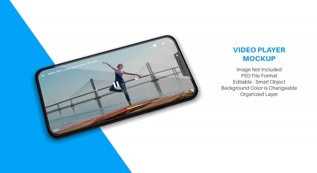 Smartphone-mockup met videospeler-app