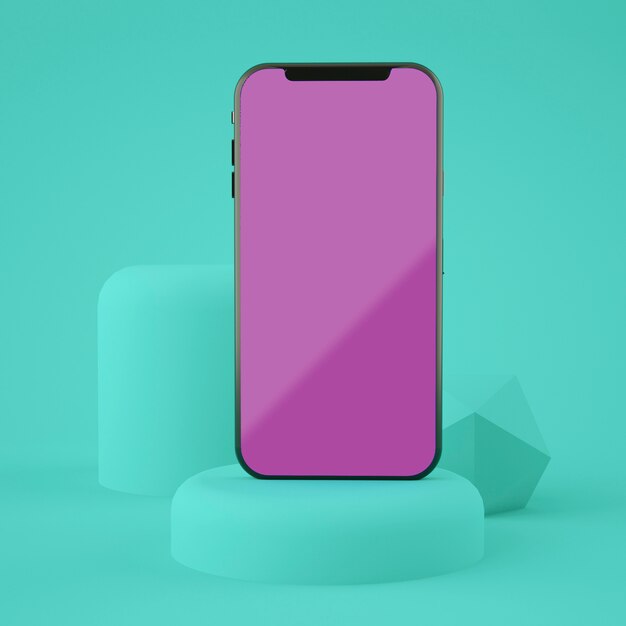 Smartphone-mockup op volledig scherm 3d-weergave