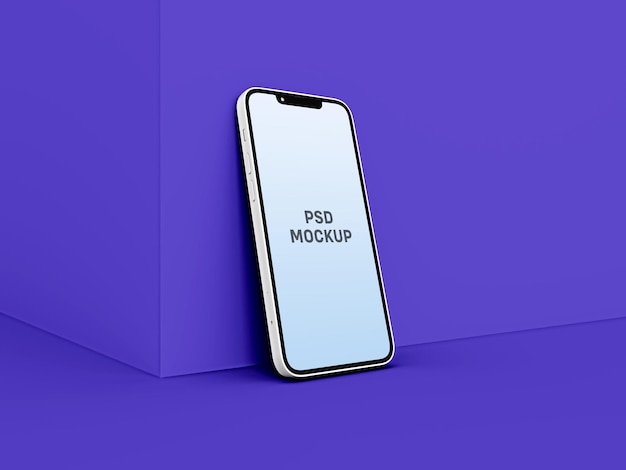 Smartphone-mockup op volledig scherm in minimalistische stijl voor de bestemmingspagina van de ui-website en het app-scherm