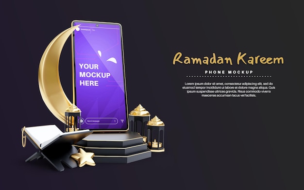 Smartphone mockup for ramadan kareem islamic religion