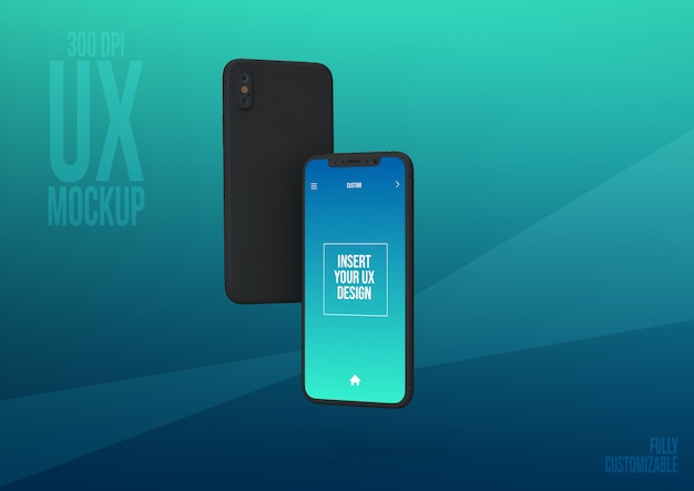 PSD smartphone mockup scene template with 5 interfaces