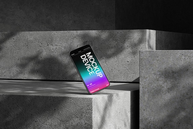 Smartphone mockup set met realistische natuurlijke scène