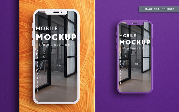 PSD smartphone mockup vista dall'alto design