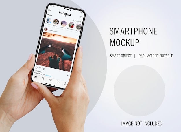 PSD smartphone mockup on two hand