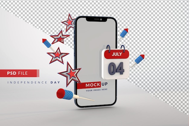 Smartphone-mockup voor de Amerikaanse onafhankelijkheidsdag 4 juli 4