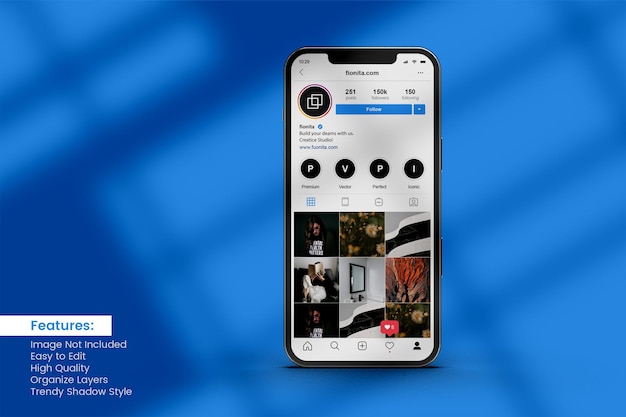 PSD smartphone-mockup voor profiel en verhaal op sociale media