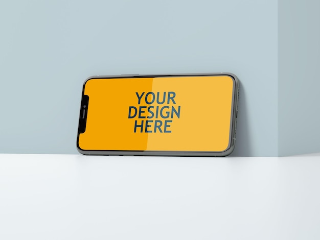 PSD smartphone mockup on the wall