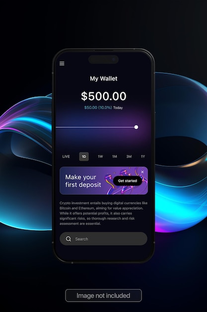 Smartphone mockup with a digital gradient element on the background