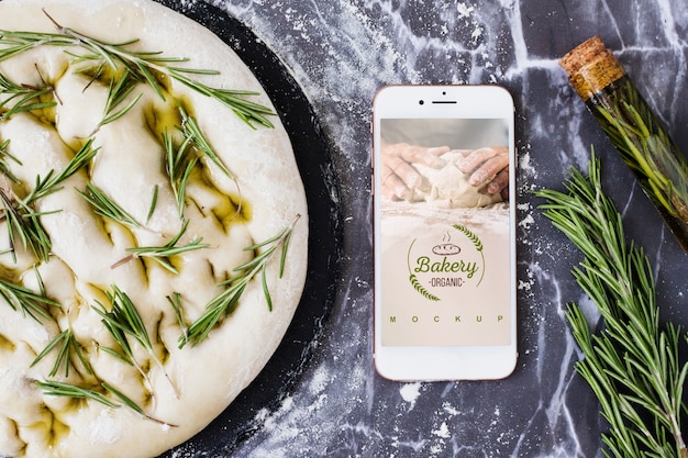 Smartphone mockup with bakery concept