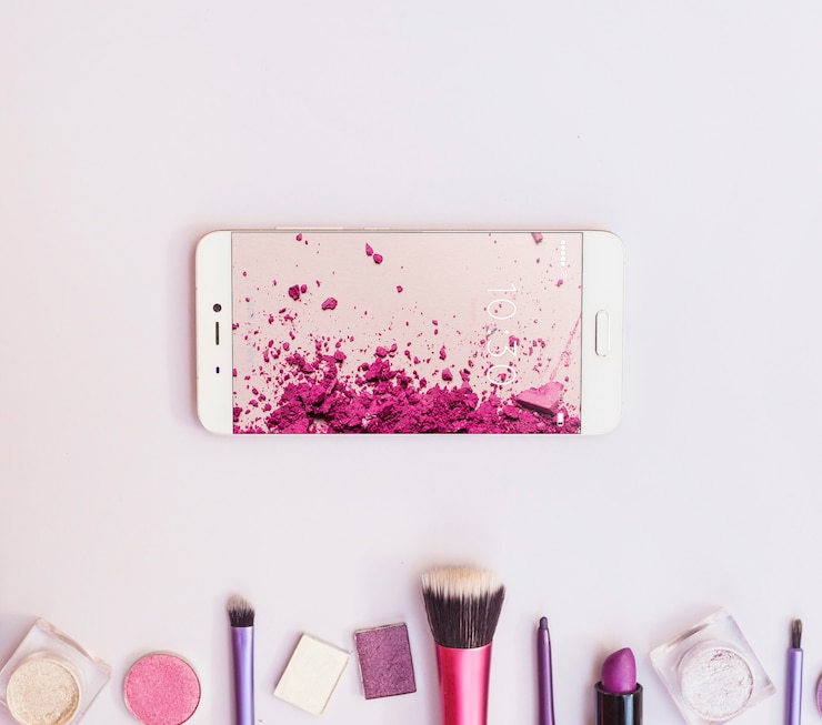 PSD smartphone mockup with beauty concept